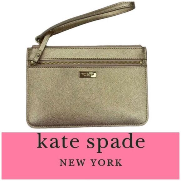 kate spade Handbags - KATE SPADE ♠️ - 🎉HP🎉 EUC Rose Gold Metallic Leather Laurel Way Tinie Wristlet